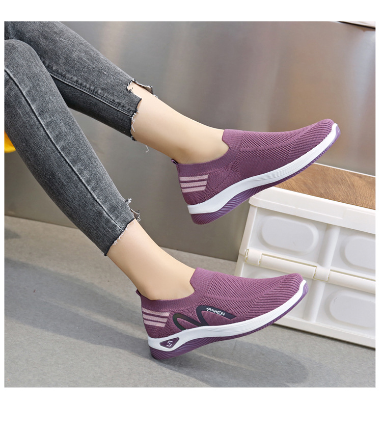 2023新款飞织一脚蹬袜子口休闲女鞋按摩底透气妈妈鞋健步运动鞋详情15