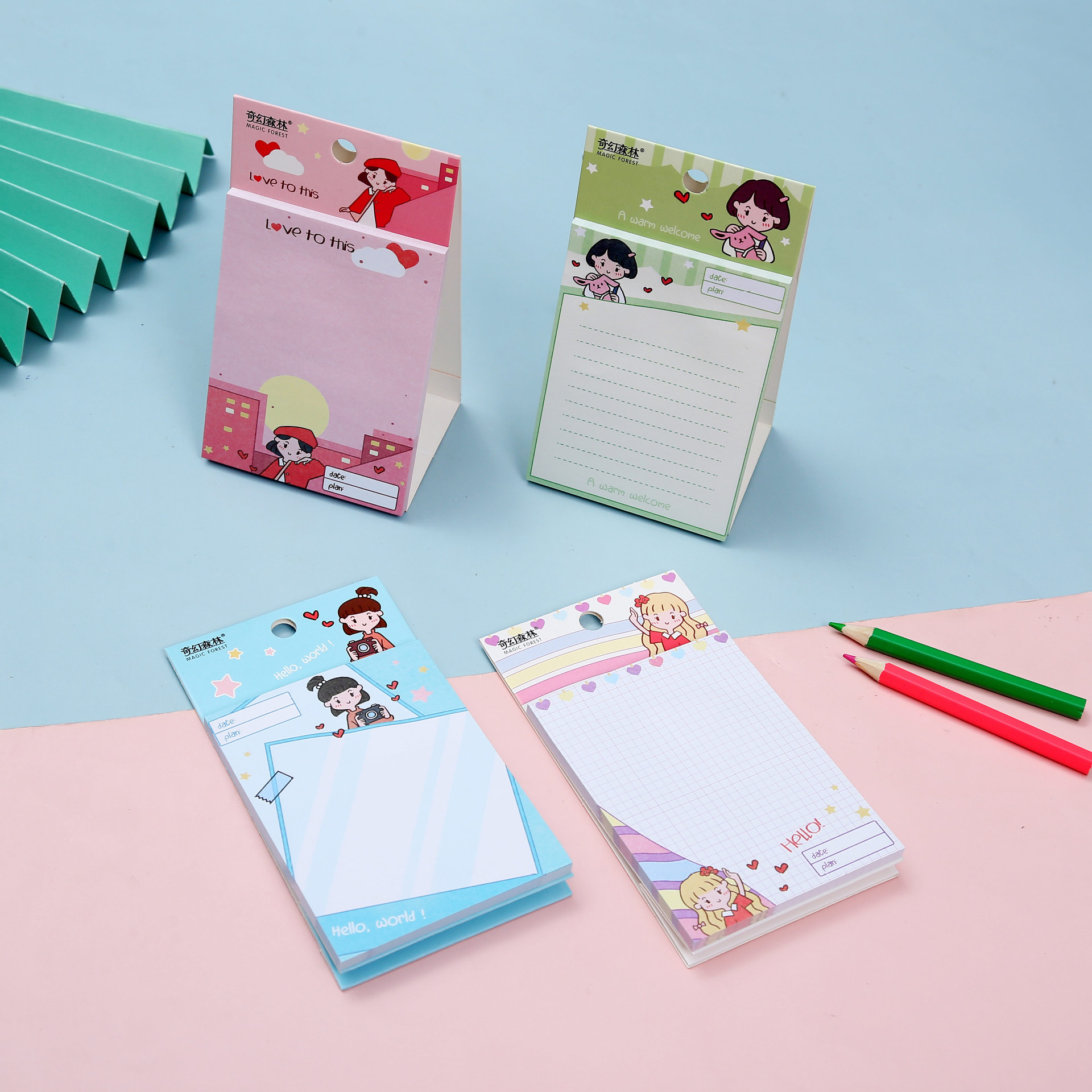 New sticky notes, cute animal girls, fun sticky note book, 100 pieces, creative student messages, N times sticky note paper pic 7