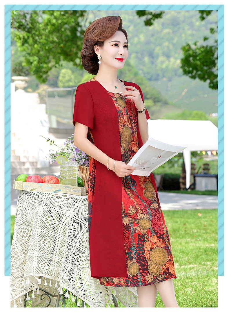 A stylish and elegant spring and autumn dress for middle-aged mothers, a long dress for women aged 40 to 50, a dress for middle-aged and elderly women pic 41