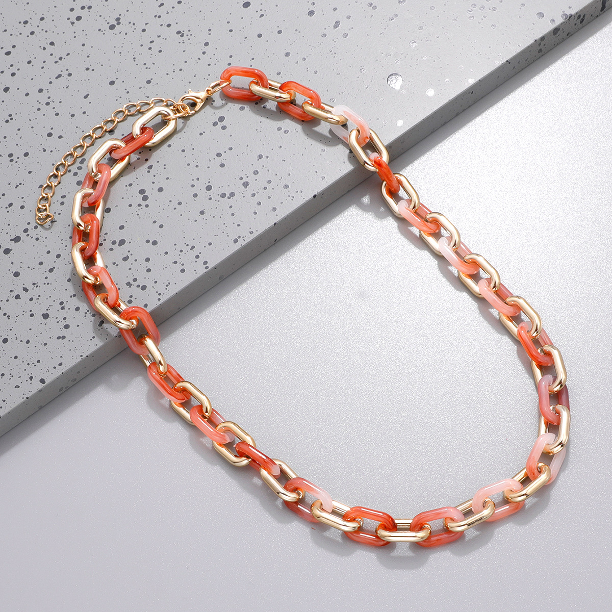 Cross-border source fashion necklace, hip-hop European and American popular street style, colorful acrylic texture necklace pic 3