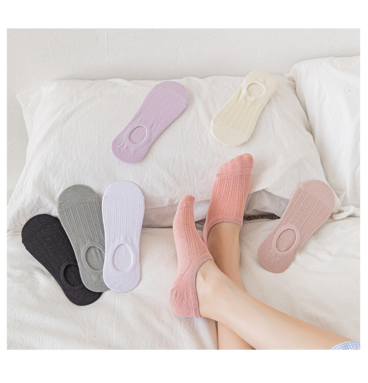 Summer thin socks for women, solid color, light-cut, anti-slip cotton socks, low-top, short-top, Japanese-style invisible socks, one-piece consignment pic 4