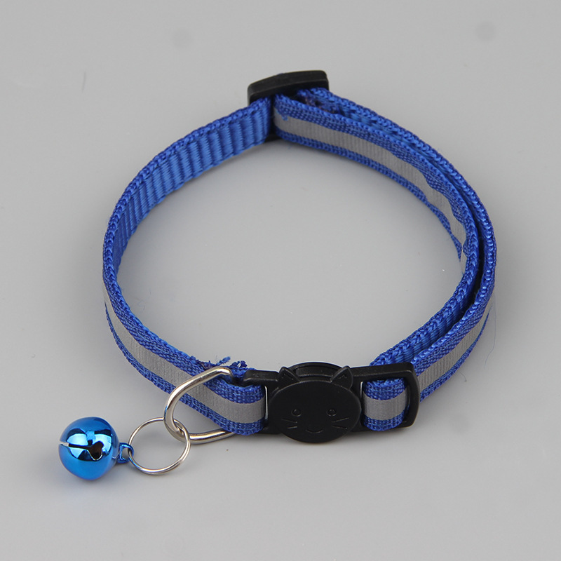 New pet supplies 1.0 black reflective cat head safety buckle collar de gato fuerte y duradero cat bell collar pic 8