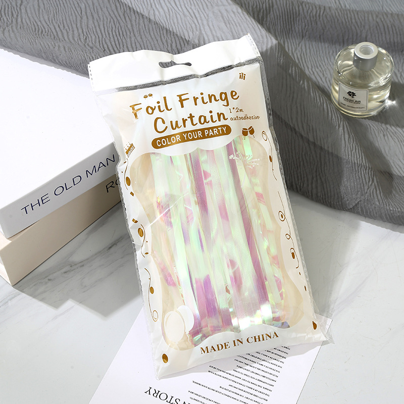 新款1*2M创意派对装饰雨丝帘双色镭射墙面门帘儿童生日装饰道具详情6