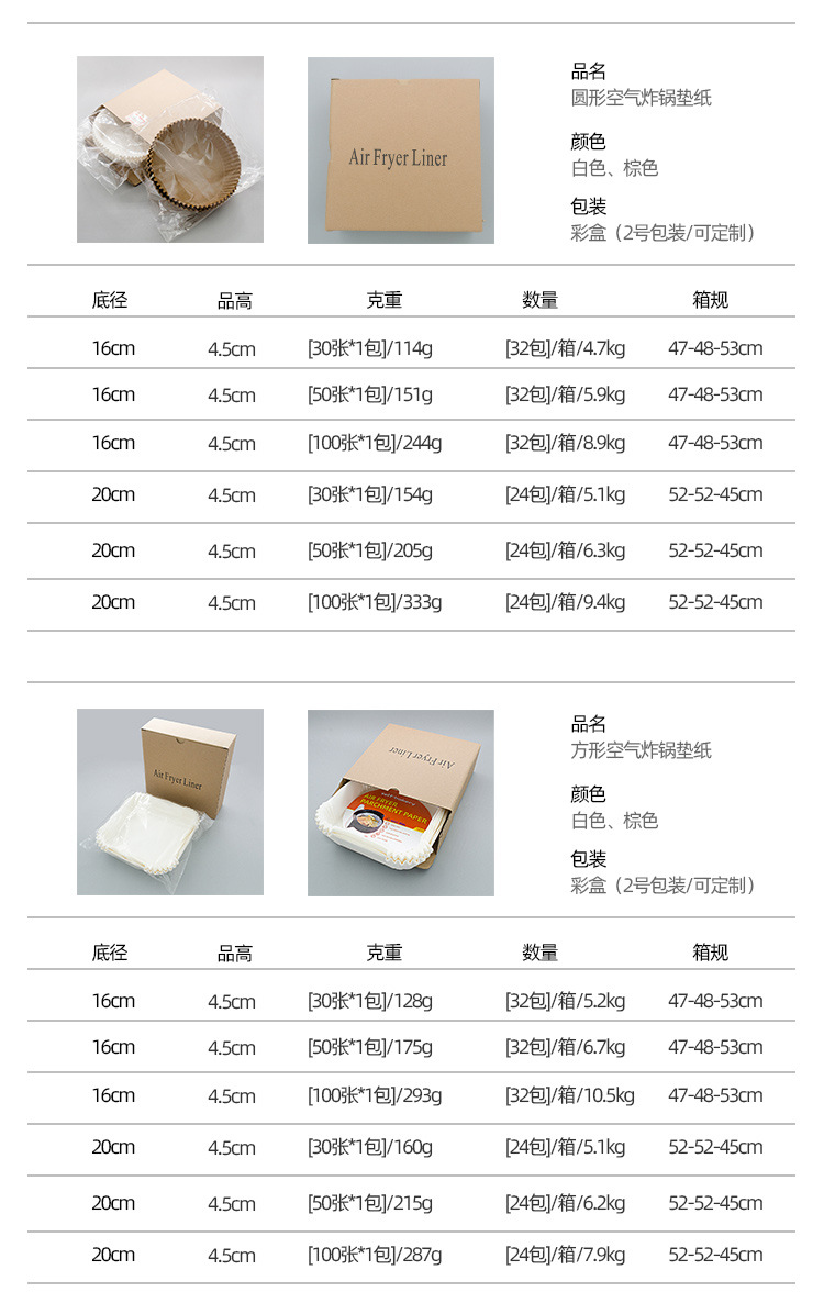 包邮超市抖音拼多多同款空气炸锅油纸 跨境专供纸盘空气炸锅专用详情10