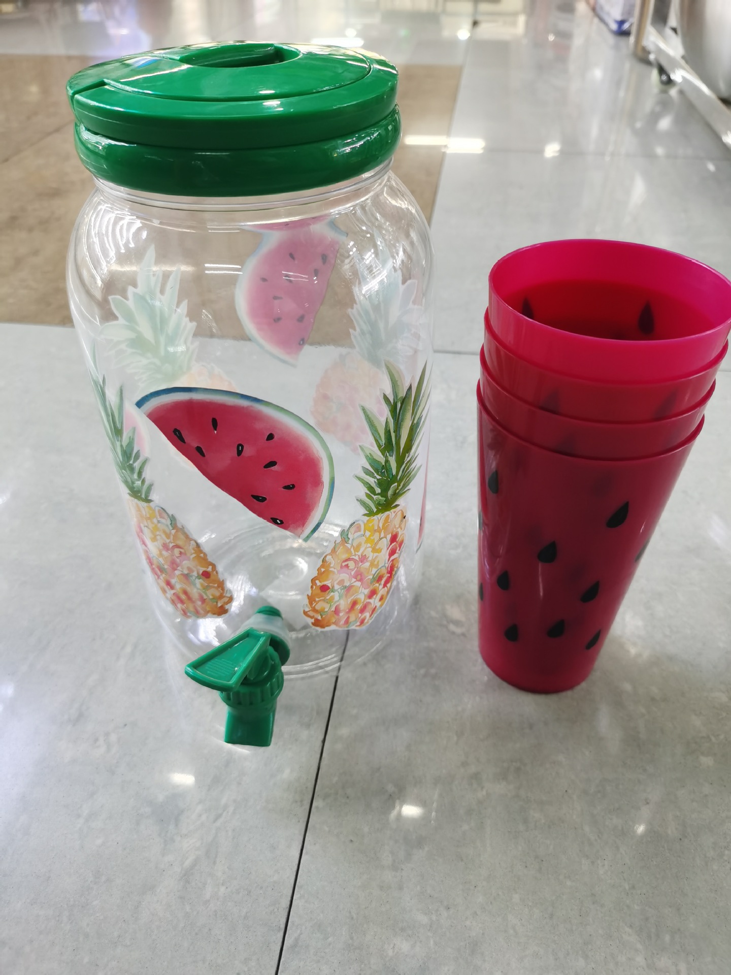 跨境爆款冷水壶套装条纹壶冷水壶塑料酒吧饮料果汁壶透明凉水壶详情8