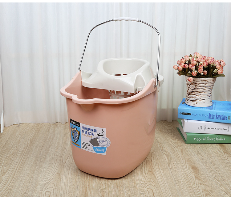 拖地桶家用加厚塑料拖把拖布桶地拖桶旋转拖把带轮单桶手动脱水桶详情8