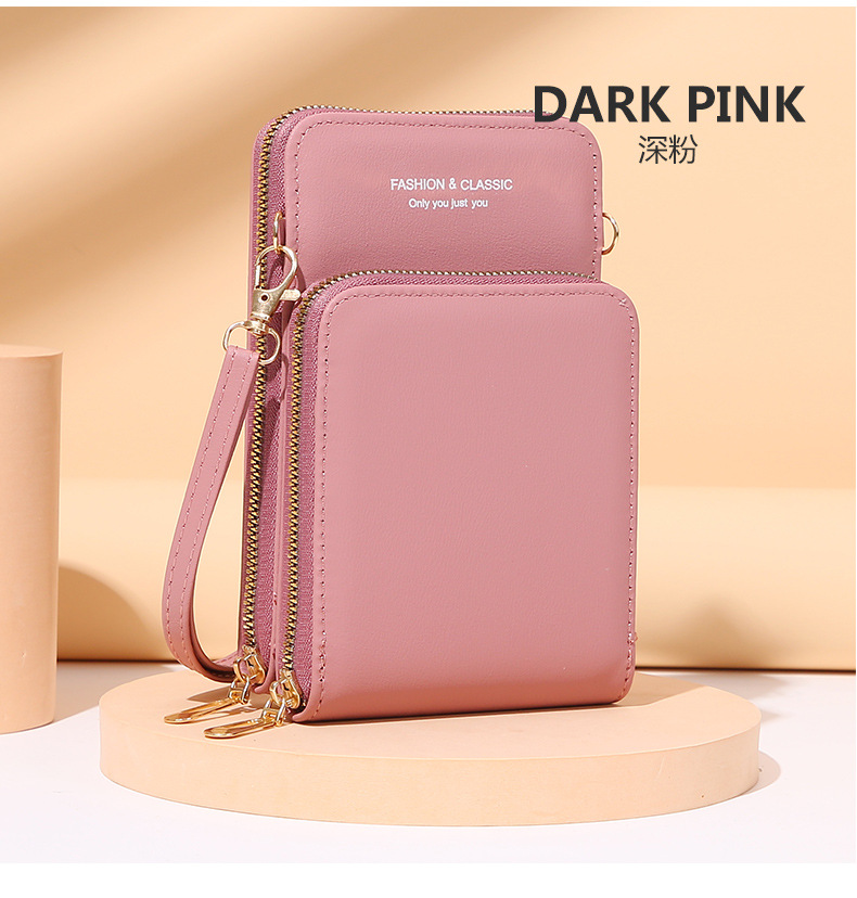 广州包包韩版时尚大容量斜跨包纯色多功能手机包女斜挎钱包2020详情17
