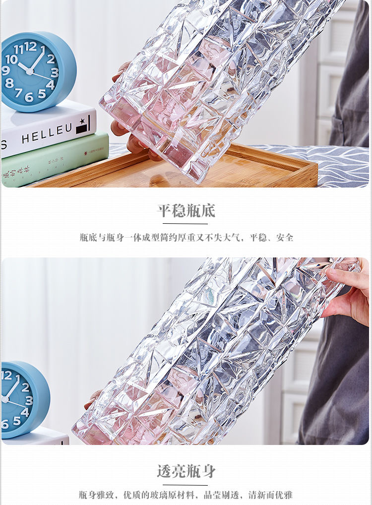 Yuxing Glass Large Glass Vase, transparent hydroponic decorative vessel, home living room lily and rose flower arrangement, hydroponic plant container pic 13