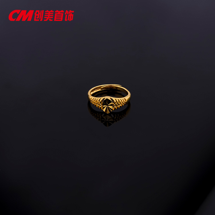 Chuangmei Jewelry offers a simple and retro heart-shaped wedding ring for women, with a 24k gold matte finish and adjustable opening. Wholesale pic 5