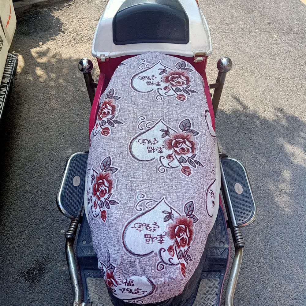 四季通用亚麻布踏板电动车座套防晒耐用电瓶车摩托车电车坐套包邮详情8