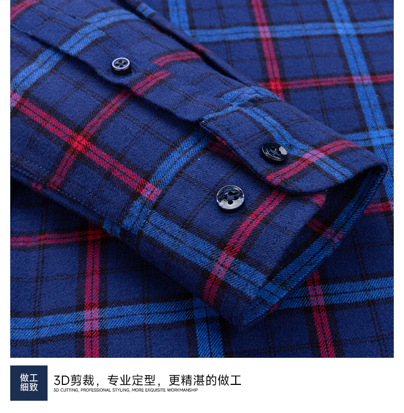 日系复古格子衬衫男长袖纯棉磨毛时尚休闲跨境外贸春秋新款潮衬衣详情20