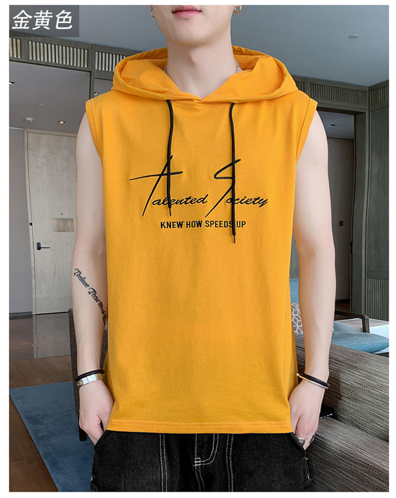 【一件代发】2023夏季新款男士连帽无袖背心韩版纯棉经典百搭坎肩详情33