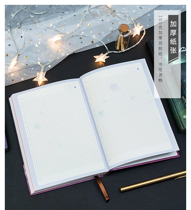 Wholesale of 32K color page illustration notebooks, notepads and stationery products from Korean ins with beautiful luminous starry sky pic 10