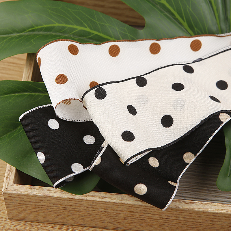 Single-sided polka dot printed polyester ribbon bow, DIY hair accessory material, shoe flower, straw hat, fresh flower dot woven ribbon pic 6