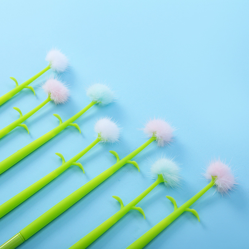 zf2127 Creative Silicone Dandelion Gel Pen, Simulated Flower Ball Pen, Cute Plush Ball, Ball Signature Pen pic 28