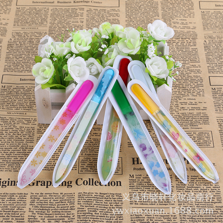 批发美甲工具印花玻璃 水晶指甲锉多种时尚花纹 随机发货详情3
