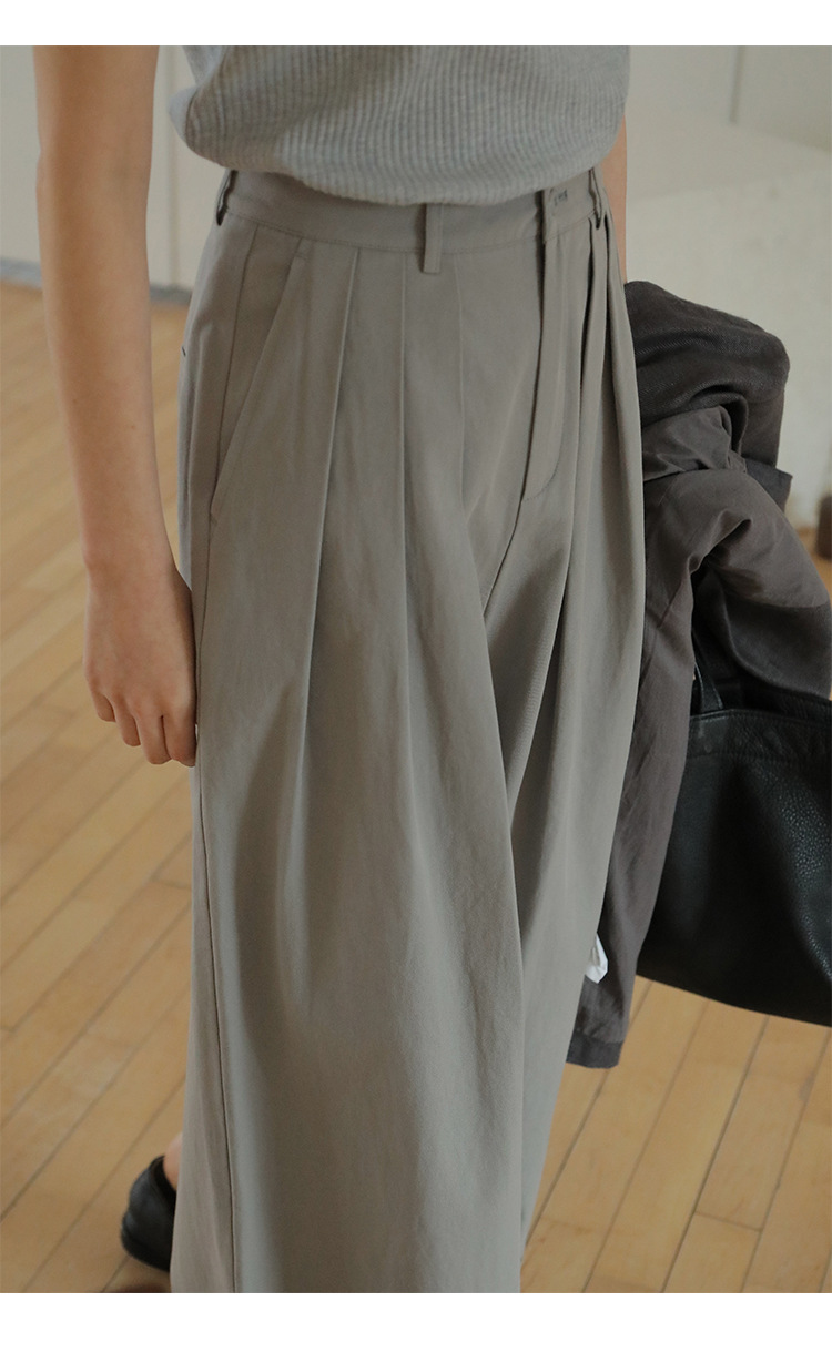 时简 自由随性 慵懒风竖条洗水休闲裤 显瘦百搭亲肤棉阔腿裤00037详情29