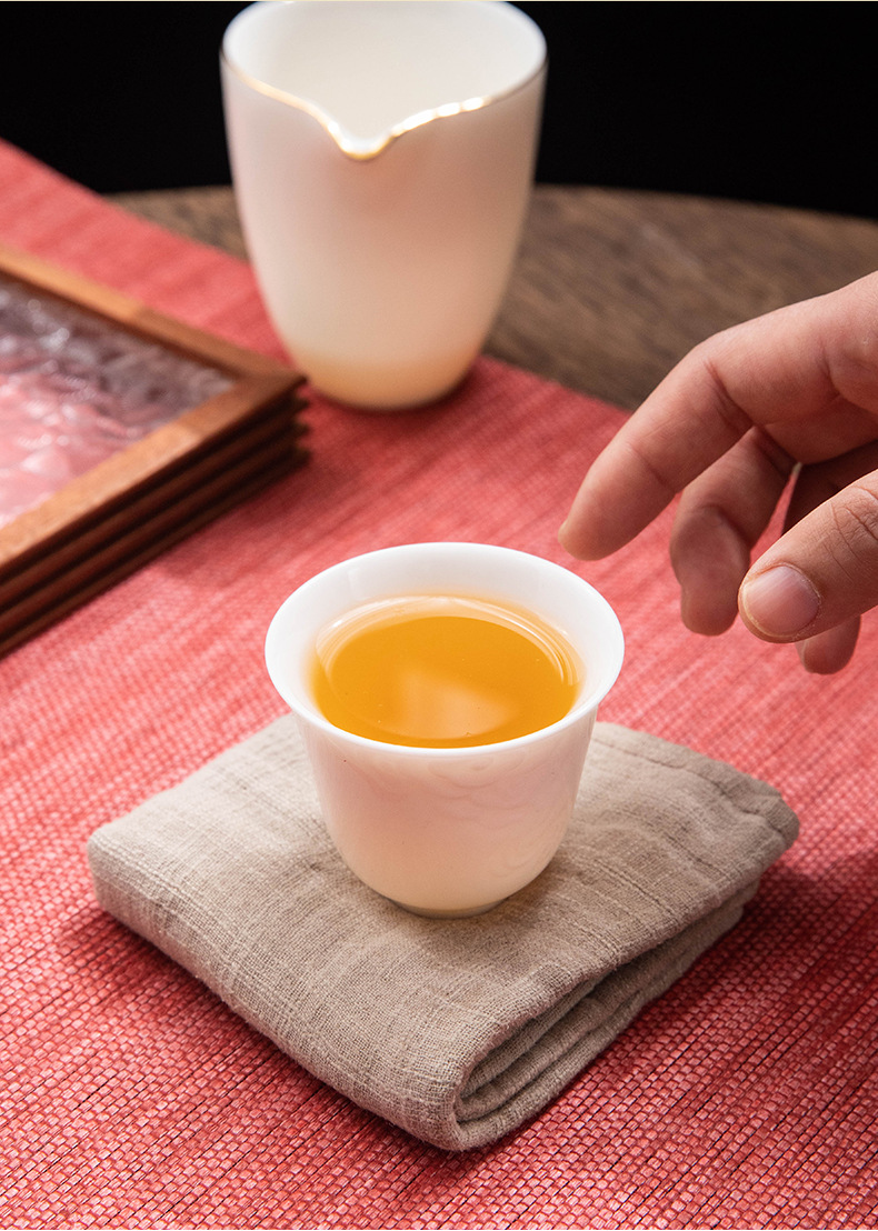 Factory direct sales of Dehua white porcelain jadeite Kung Fu tea cups, personal cups, tea tasting cups, simple household tea drinking ceramic cups pic 25
