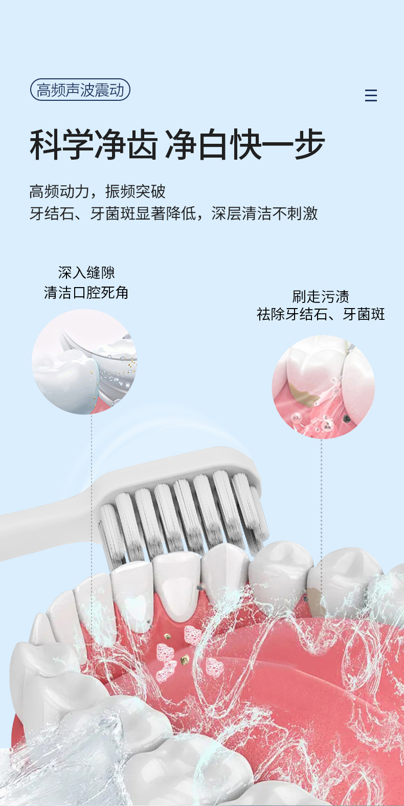 跨境智能家用电动牙刷成人款USB充电全自动防水声波牙刷礼品批发详情3