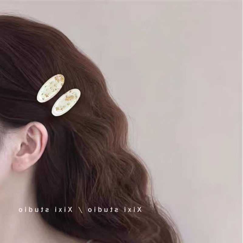 彩色椭圆形发夹女小清新个性侧边刘海夹ins小众设计百搭头饰发饰详情13