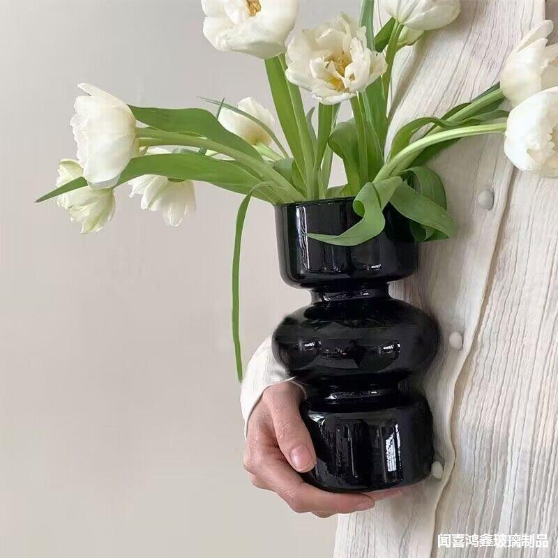 Nordic InS-style valley vase, irregular glass vase, high-end home living room decoration flower arrangement pic 12