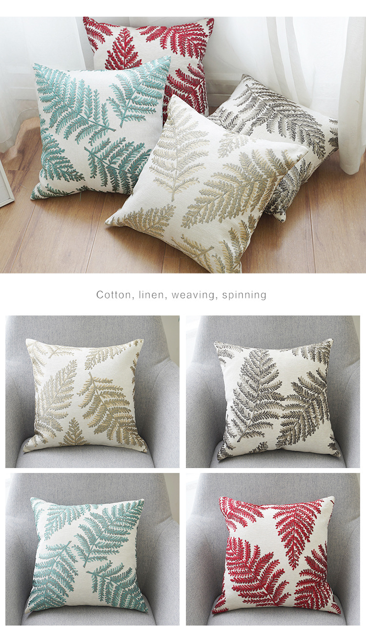 High-precision leaf embroidery pillowcase, car office cushion cover, country sofa backrest cushion, headrest pic 17