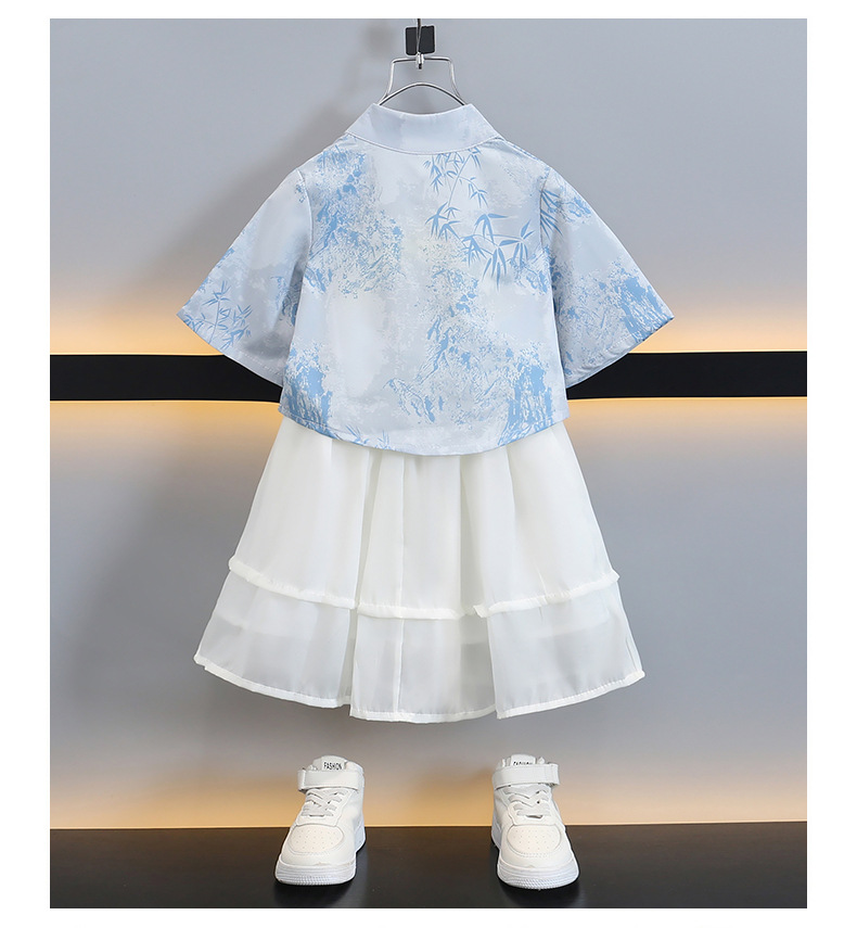 国潮汉服套装儿童国风夏装2025新款男女童六一演出服古装短袖两件套潮详情10