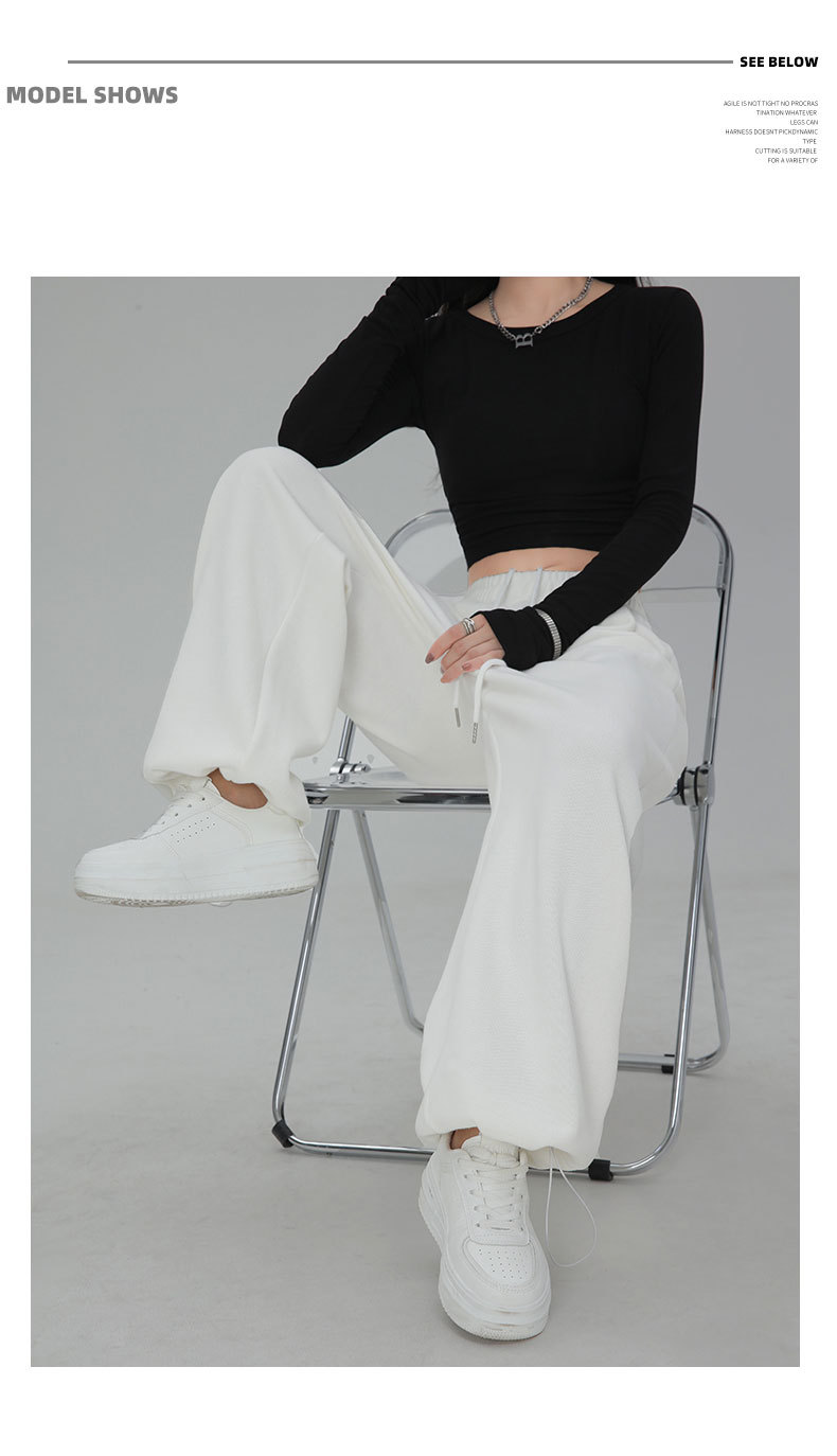 美式灰色运动裤子女秋冬季2023新款加绒加厚休闲小个子阔腿卫裤女详情25