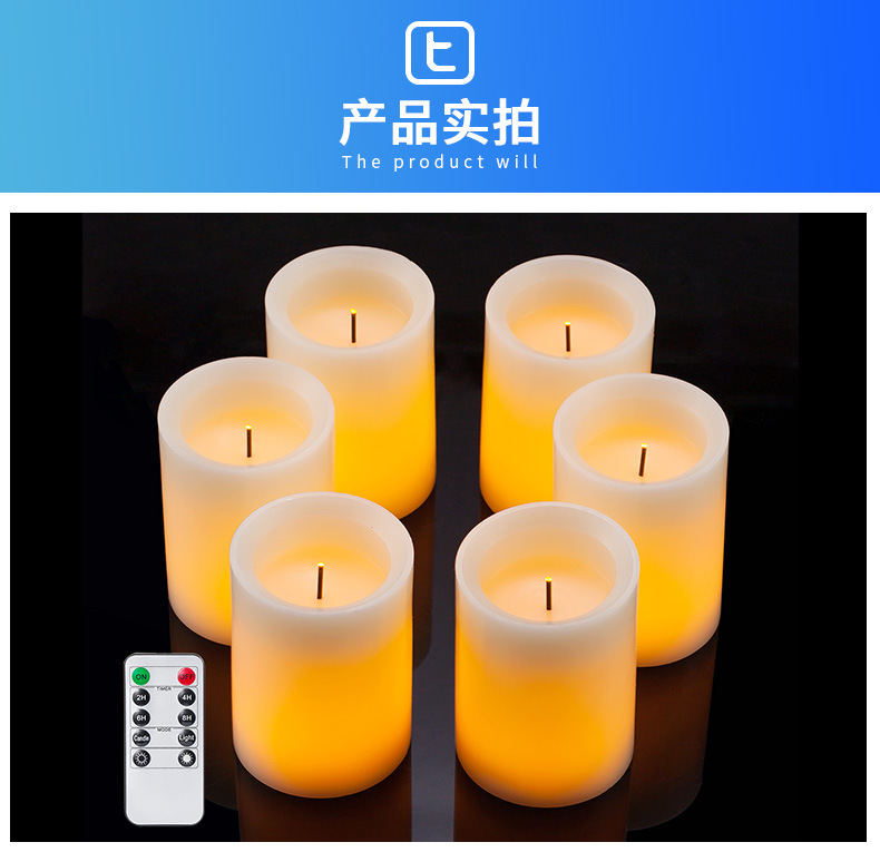 Cross-border exclusive electronic fiber optic candle 6-piece set Amazon export simulated flame paraffin led candle lamp set pic 8
