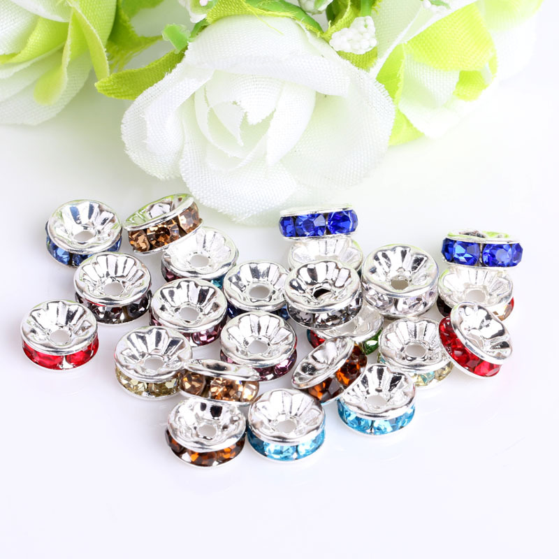 圈隔珠彩色手链镶钻隔片车轮圈手工配件钻6/8/10/12mm diy饰品配详情15