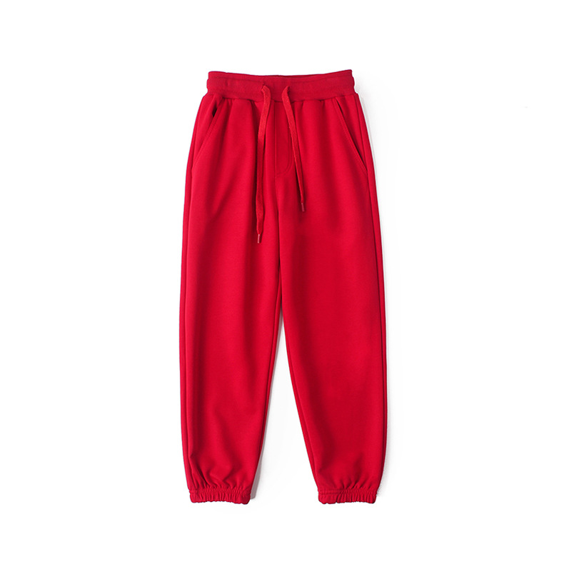 春季韩版新款男童运动长裤 大童纯色加厚毛圈卫裤女童裤子批发详情30