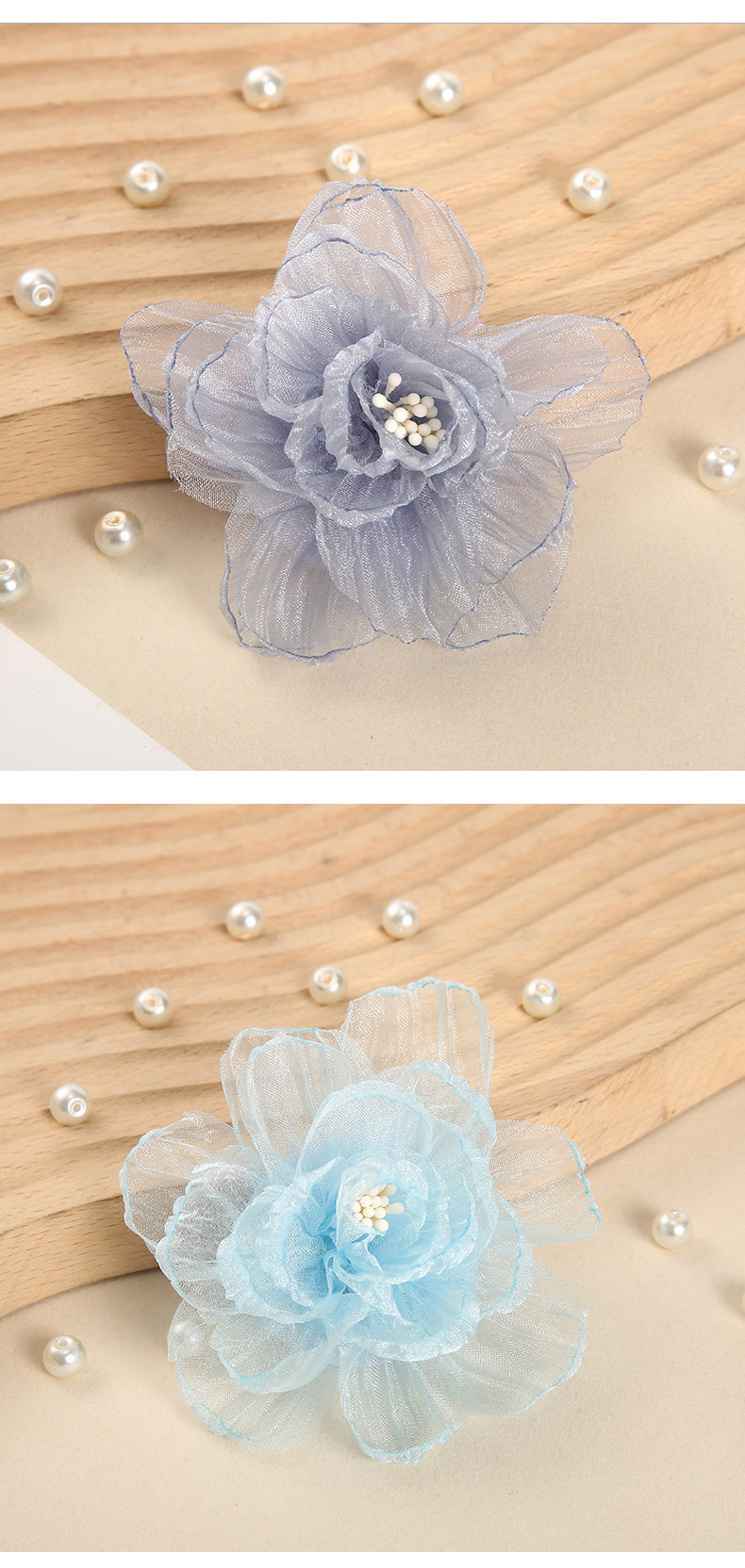 爆款源头工厂韩版欧根纱手工花烧边花小清新帽子头饰服装配饰辅料详情10