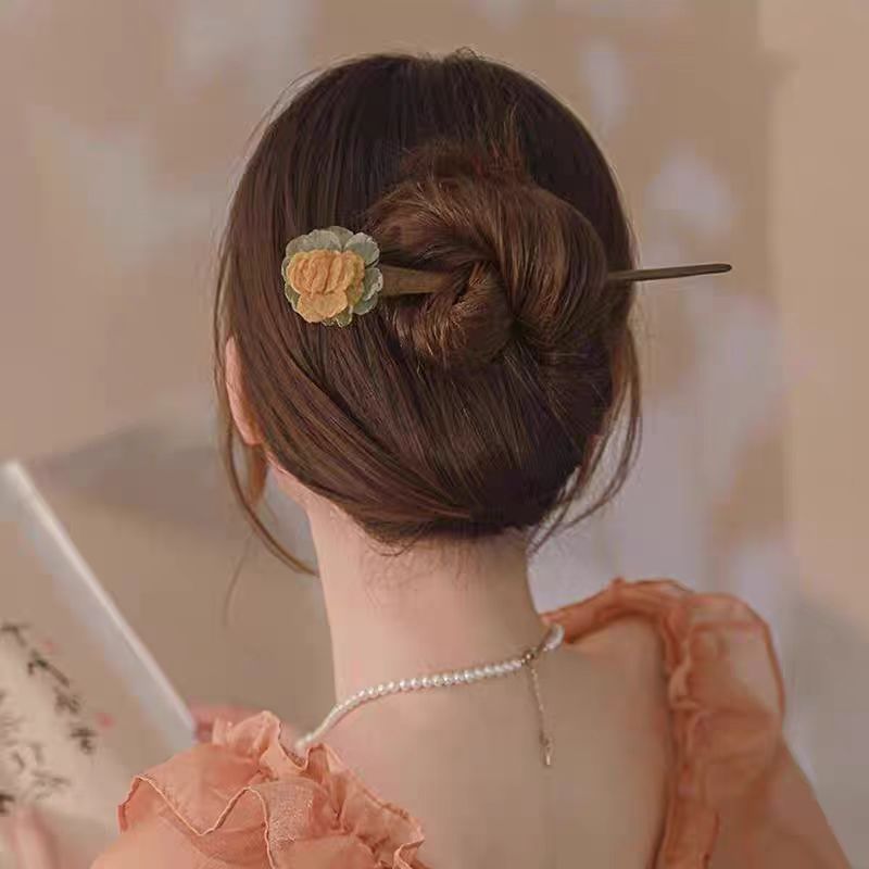 Dried flower hairpin, new Chinese-style high-end hairpin, wooden hairpin for women, ancient-style Hanfu headwear, Chinese-style walking hairpin pic 3
