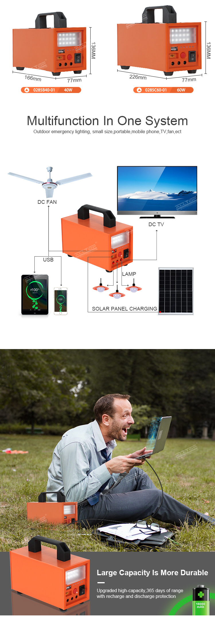 太阳能灯家用磷酸锂光源款小系统12V60W发电储电发电机组移动电源详情2