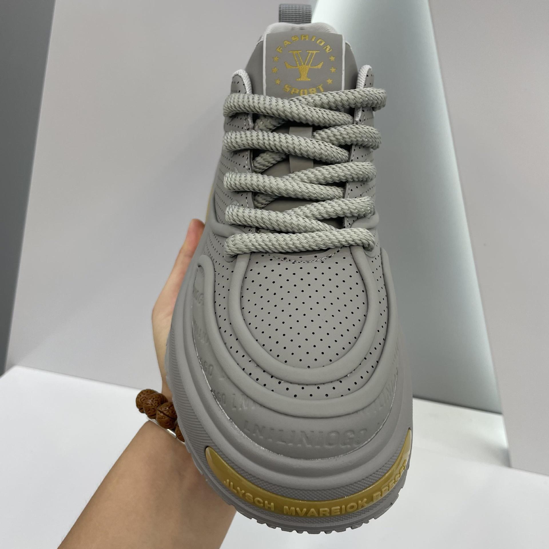 秋季新款男鞋系带低帮跑步鞋潮流鞋子增高印花时尚透气老爹鞋软底详情19