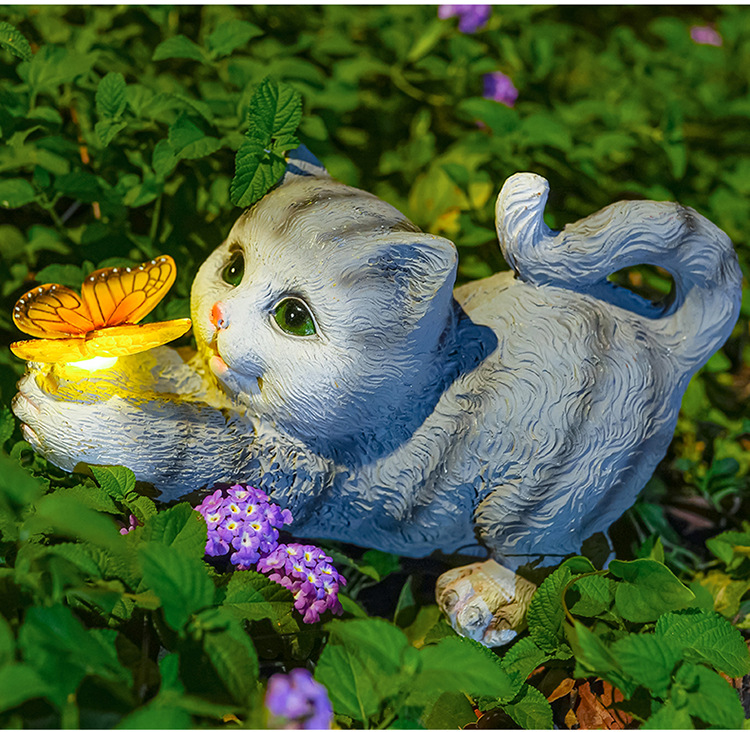 Model 104229: Courtyard decoration, layout and landscaping, kitten ambient light, floor-standing decorative item, villa balcony, garden, lawn, animal decoration pic 13