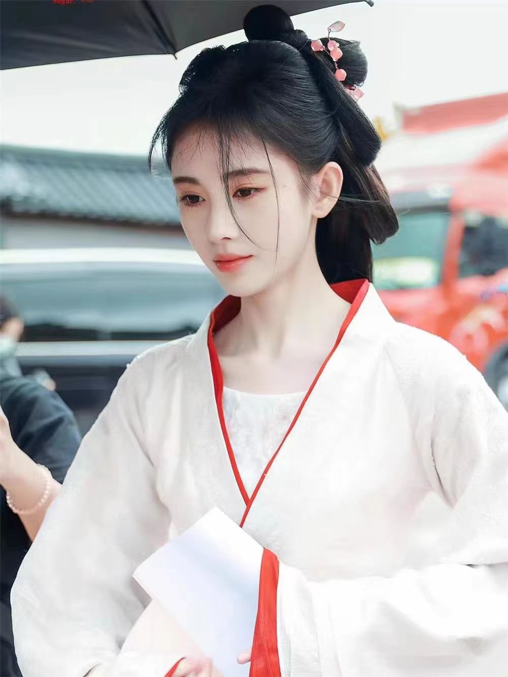 国潮花间令鞠婧祎同款影视古装汉服女2024新款魏晋风交领齐腰直裾襦裙详情10