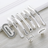 Cross-border European-style furniture drawers, wardrobes, cabinet doors, bright chrome handles, pastoral zinc alloy, white ceramic pulls, 1055 pic 11
