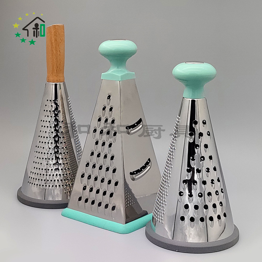 9-inch vertical stainless steel conical three-sided vegetable grater, cheese and cheese grater, wooden handle, multi-functional fruit and vegetable grater pic 20