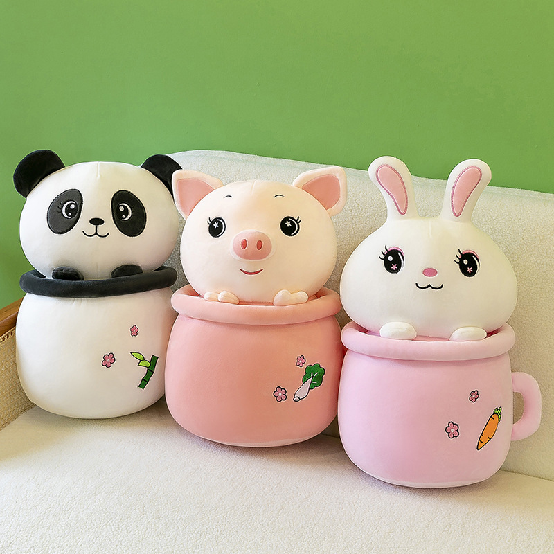 Cartoon rabbit, panda, cute piggy, milk tea cup, dual-purpose throw pillow blanket, two-in-one blanket, office midday rest pillow pic 34