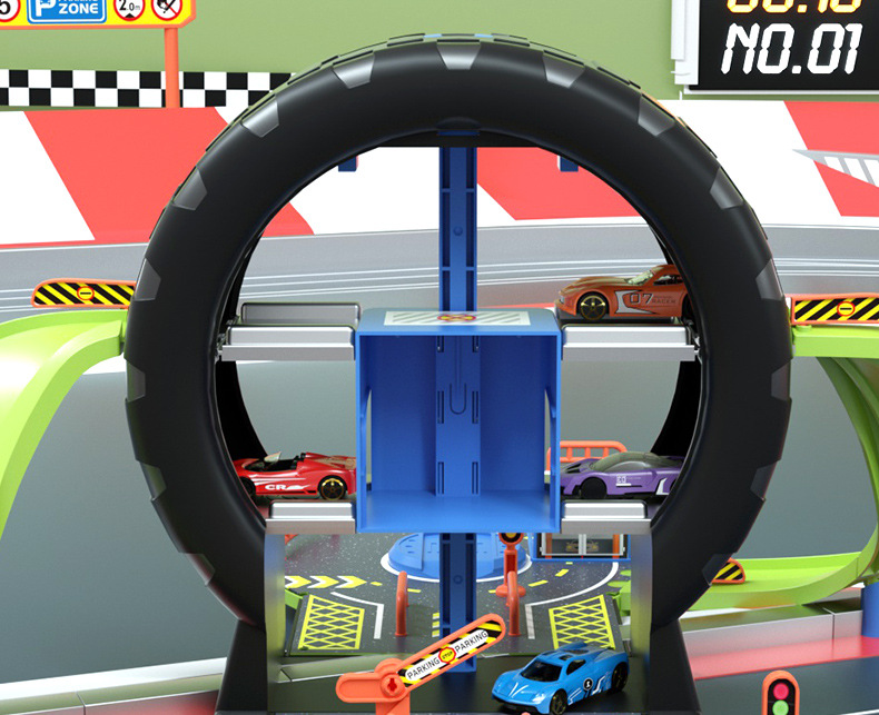 Deformable storage track tire parking lot toy, 3-4 years old children and boys toy car educational toy set, Huaixing 48768 pic 10