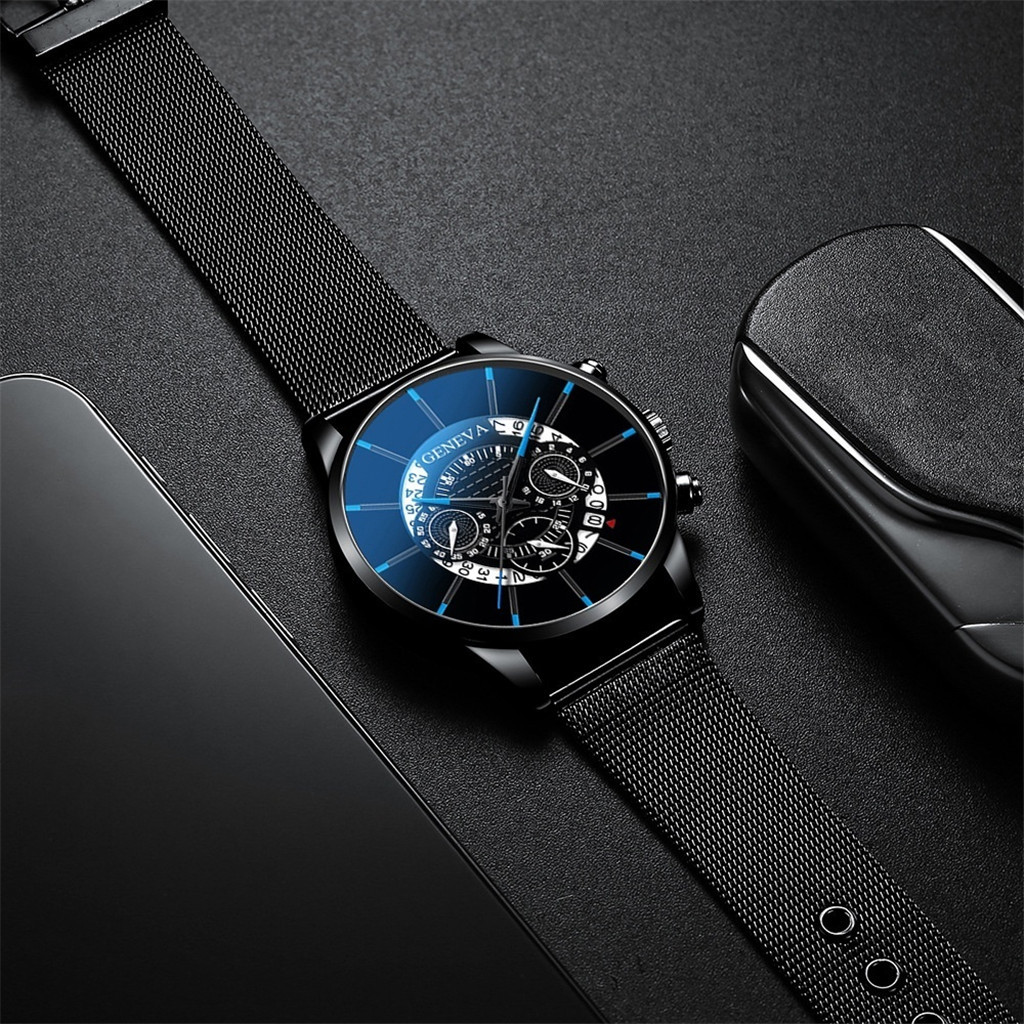 Aliexpress best-selling alloy mesh band watch, ultra-thin mesh band multi-functional casual steel band quartz watch for men pic 14