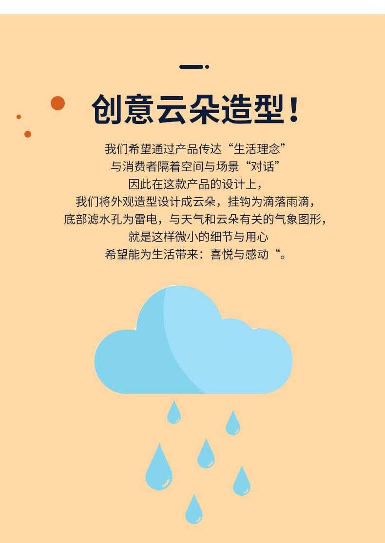 云朵造型壁挂沥水肥皂盒家用卫生间免打孔创意卡通带挂钩香皂盒架详情5