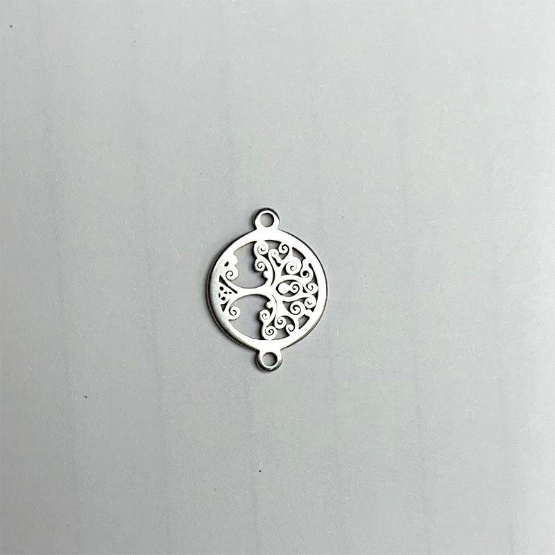 New cross-border flower and plant pendant, fully polished laser-cut stainless steel jewelry, Life Tree pendant pic 3