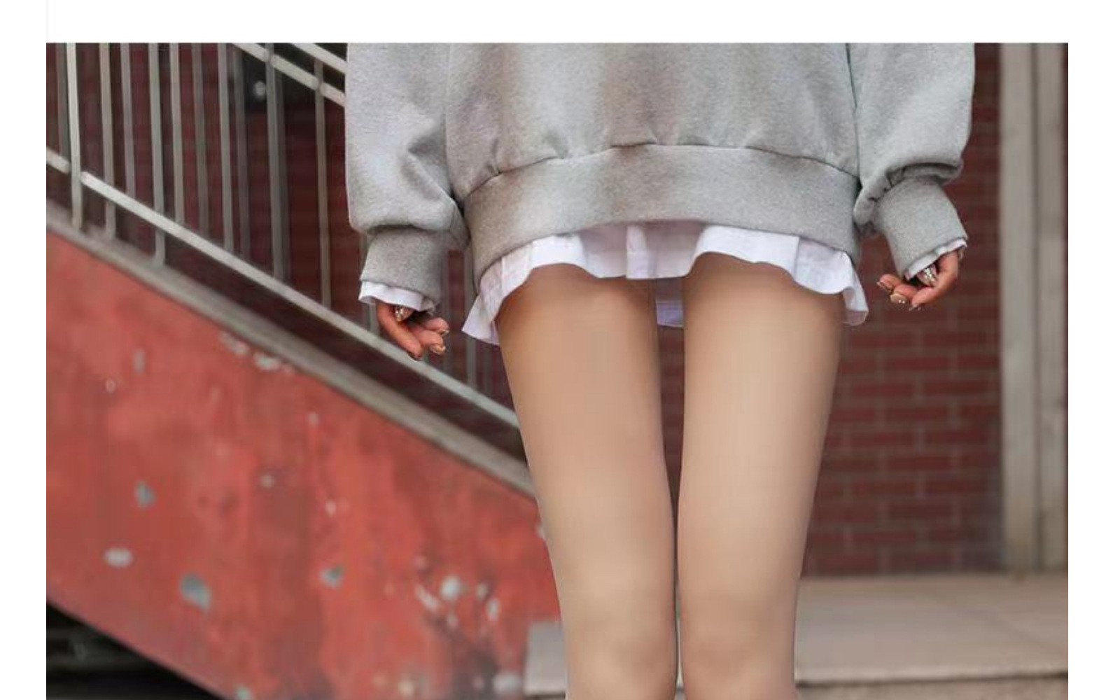 秋冬打底裤 女士加绒加厚双层光腿连裤袜假透肉连裤袜批发详情13