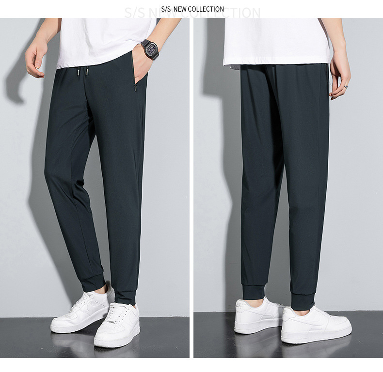 Verano 2022 nuevos pantalones casuales para hombres hielo seda transpirable suelto ligero elástico rápido seco nueve tallas pantalones para hombres tallas grandes pic 19