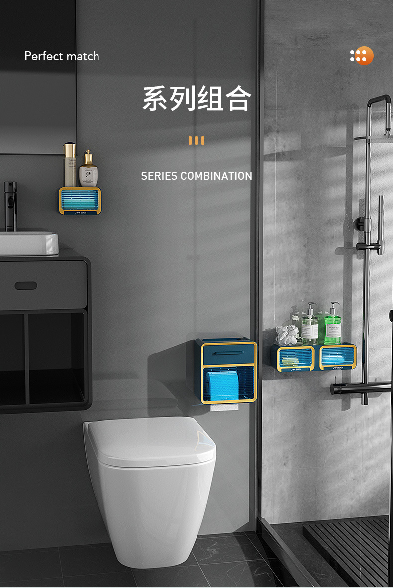 The new bathroom blinds, wall-mounted tissue box, with functions such as visible retractable paper size storage and drawers pic 16