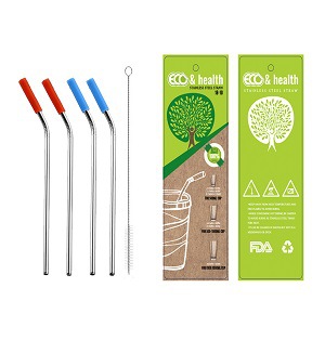New stainless steel straw set with silicone head, food-grade scratch-resistant silicone head 304 stainless steel straw, juice long stirring straw, elbow straw, straight head straw, with straw brush suction card packaging pic 6