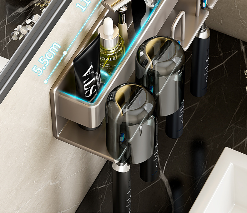 Wholesale toothbrush rack, non-perforated mouthwash cup, toothpaste rack, wall-mounted bathroom storage box, electric toothbrush rack pic 8