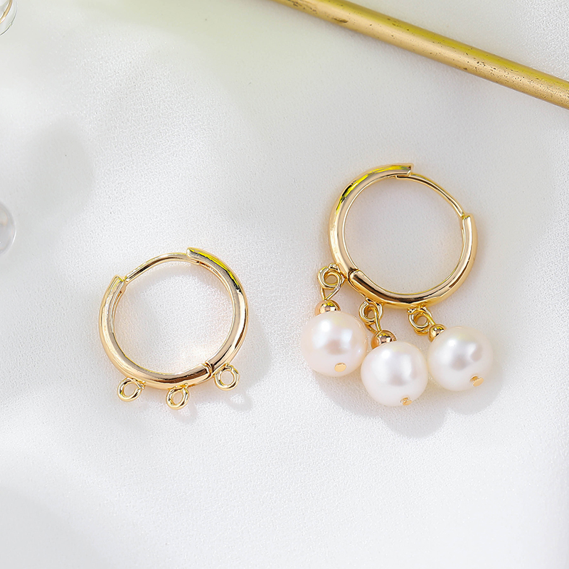 梵楚希14k包金铜镀真金气质时尚圆圈耳环耳圈带环耳饰手工DIY配件详情8